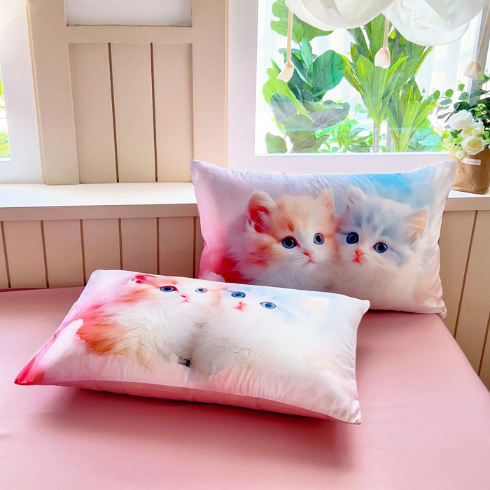 91家纺网 家纺一手货源 找家纺 找底底家纺 2025新款A类夏被四件套系列 猫咪