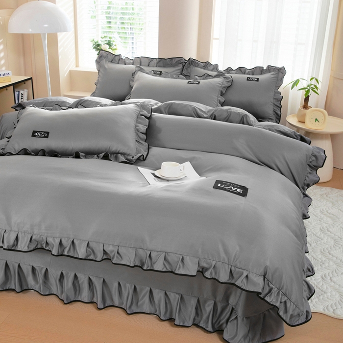 91家纺网 家纺一手货源 找家纺 找底底家纺 2025新款A类冰丝四件套系列 灰色