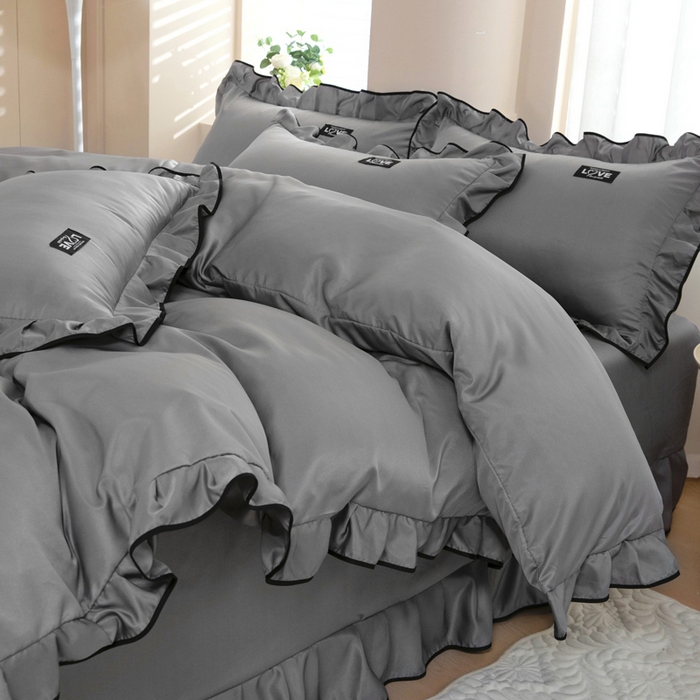 91家纺网 家纺一手货源 找家纺 找底底家纺 2025新款A类冰丝四件套系列 灰色