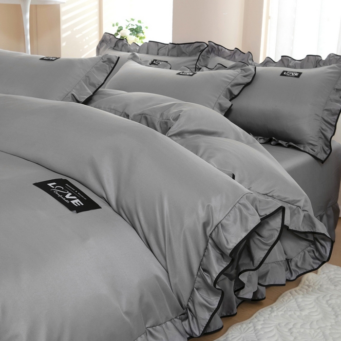 91家纺网 家纺一手货源 找家纺 找底底家纺 2025新款A类冰丝四件套系列 灰色