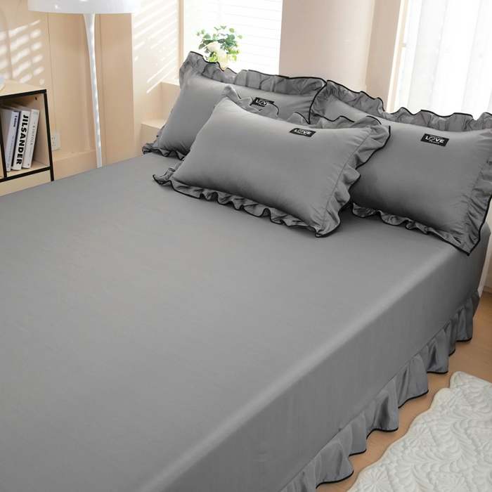 91家纺网 家纺一手货源 找家纺 找底底家纺 2025新款A类冰丝四件套系列 灰色