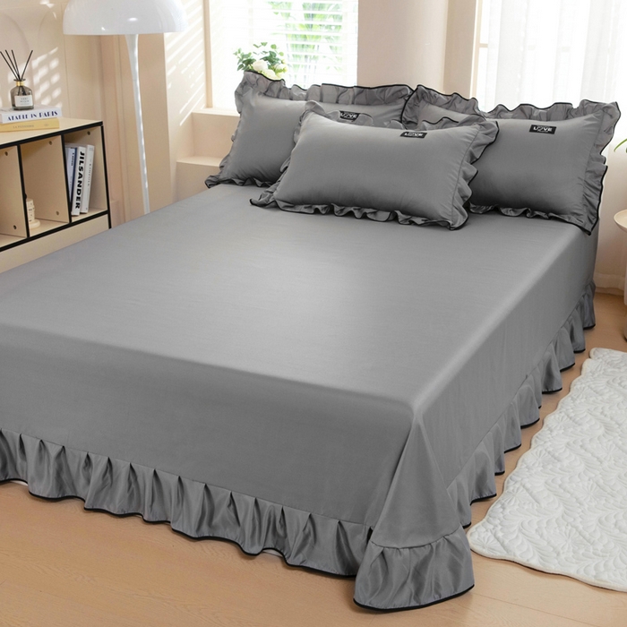 91家纺网 家纺一手货源 找家纺 找底底家纺 2025新款A类冰丝四件套系列 灰色