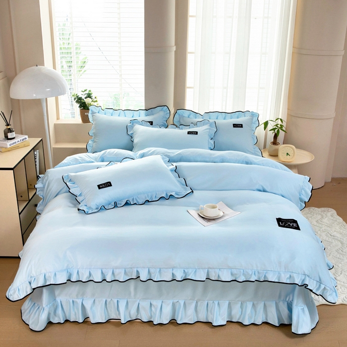 找底底家纺 2025新款A类冰丝四件套系列 蓝色