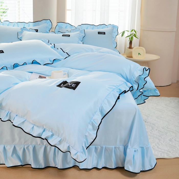 91家纺网 家纺一手货源 找家纺 找底底家纺 2025新款A类冰丝四件套系列 蓝色