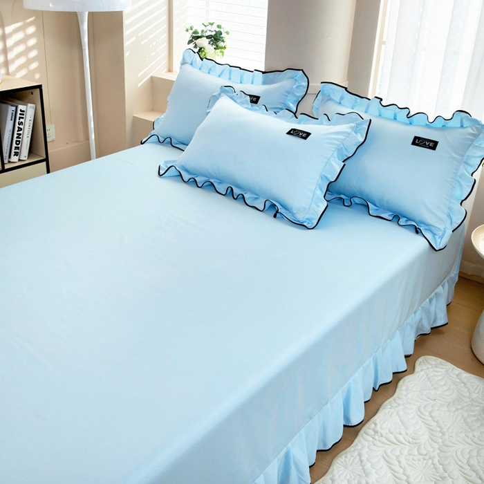 91家纺网 家纺一手货源 找家纺 找底底家纺 2025新款A类冰丝四件套系列 蓝色