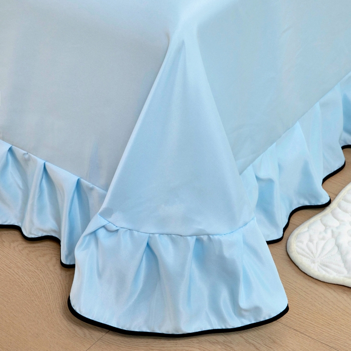 91家纺网 家纺一手货源 找家纺 找底底家纺 2025新款A类冰丝四件套系列 蓝色