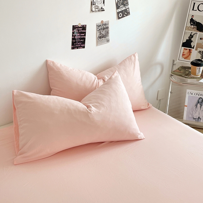 91家纺网 家纺一手货源 找家纺 （总）优尚佳生活馆 2025新款ins风超柔褶皱亲肤磨毛水洗棉四件套纯色系列（风格一）