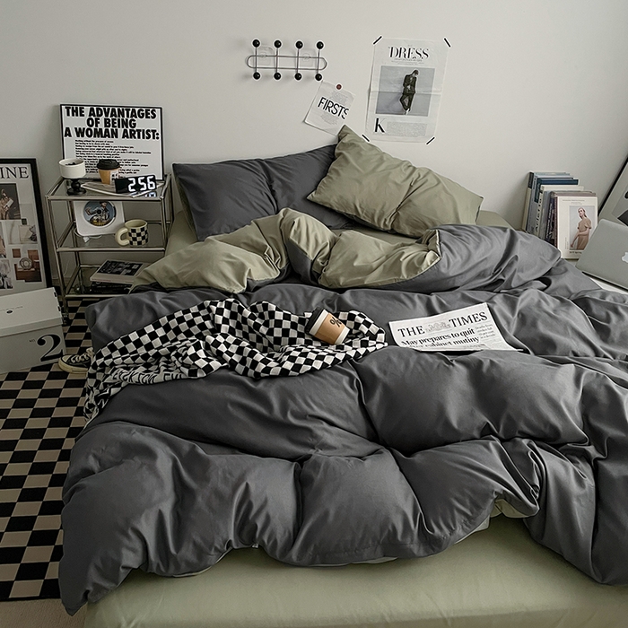 91家纺网 家纺一手货源 找家纺 （总）优尚佳生活馆 2025新款无印风亲肤磨毛四件套-纯色