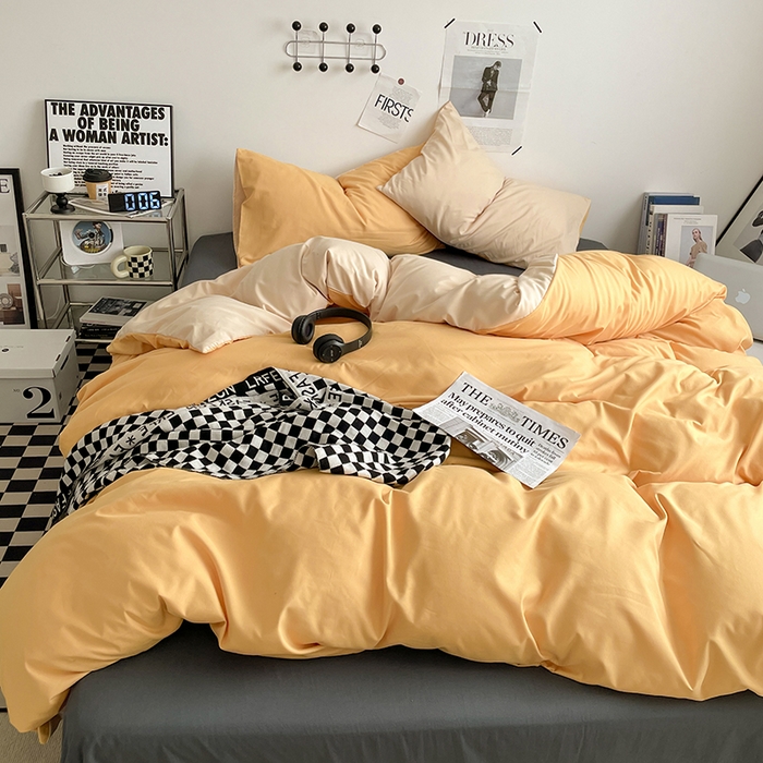 91家纺网 家纺一手货源 找家纺 （总）优尚佳生活馆 2025新款无印风亲肤磨毛四件套-纯色