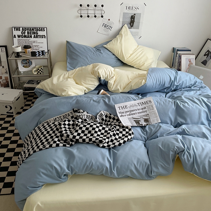 91家纺网 家纺一手货源 找家纺 （总）优尚佳生活馆 2025新款无印风亲肤磨毛四件套-纯色