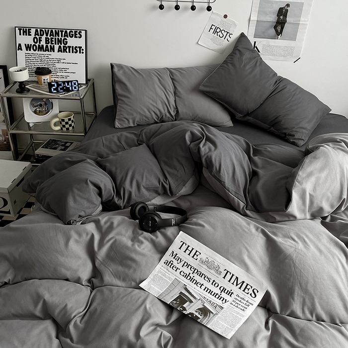 91家纺网 家纺一手货源 找家纺 （总）优尚佳生活馆 2025新款无印风亲肤磨毛四件套-纯色