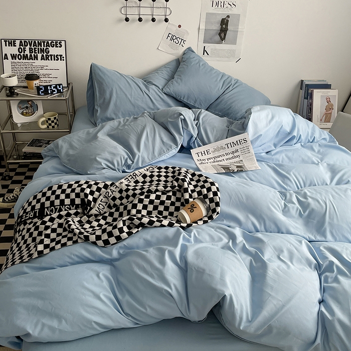 91家纺网 家纺一手货源 找家纺 （总）优尚佳生活馆 2025新款无印风亲肤磨毛四件套-纯色