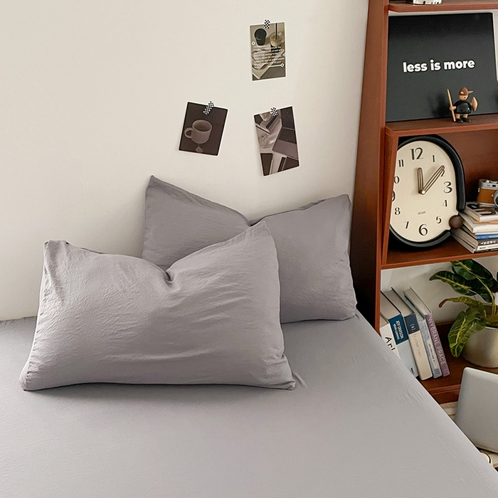 91家纺网 家纺一手货源 找家纺 优尚佳生活馆 2025新款ins风超柔褶皱亲肤磨毛水洗棉四件套纯色系列（风格二） 流光灰