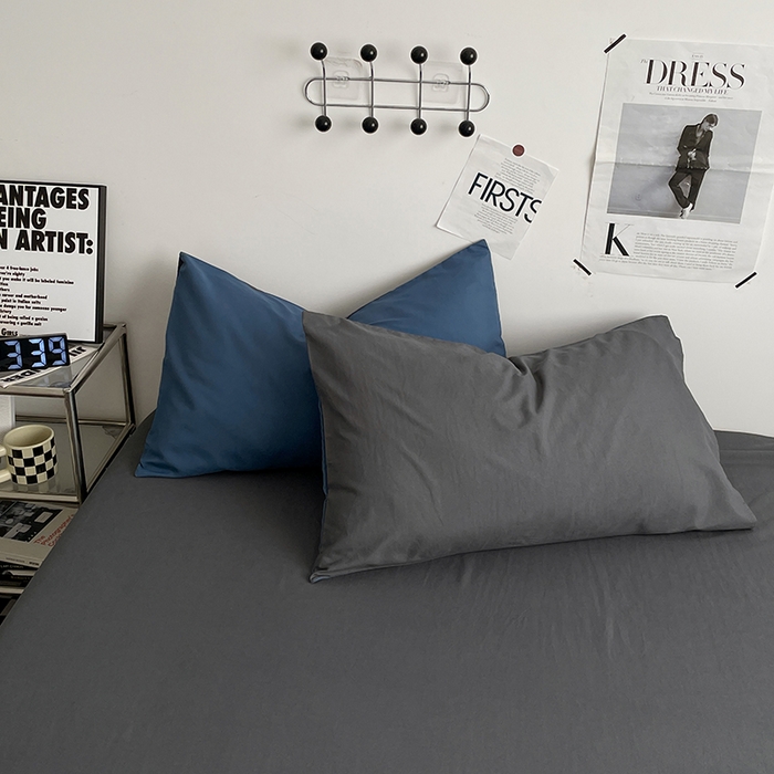 91家纺网 家纺一手货源 找家纺 优尚佳生活馆 2025新款无印风亲肤磨毛四件套-纯色 宝蓝灰