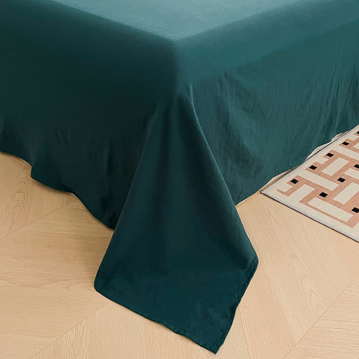 91家纺网 家纺一手货源 找家纺 优尚佳生活馆 2025新款ins风超柔褶皱亲肤磨毛水洗棉四件套纯色系列（风格二） 宝石绿