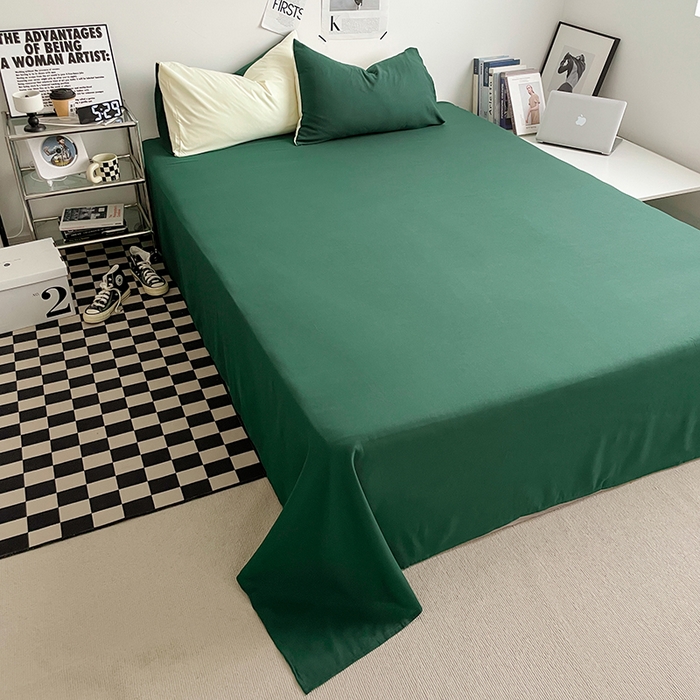 91家纺网 家纺一手货源 找家纺 优尚佳生活馆 2025新款无印风亲肤磨毛四件套-纯色 豆绿牛乳