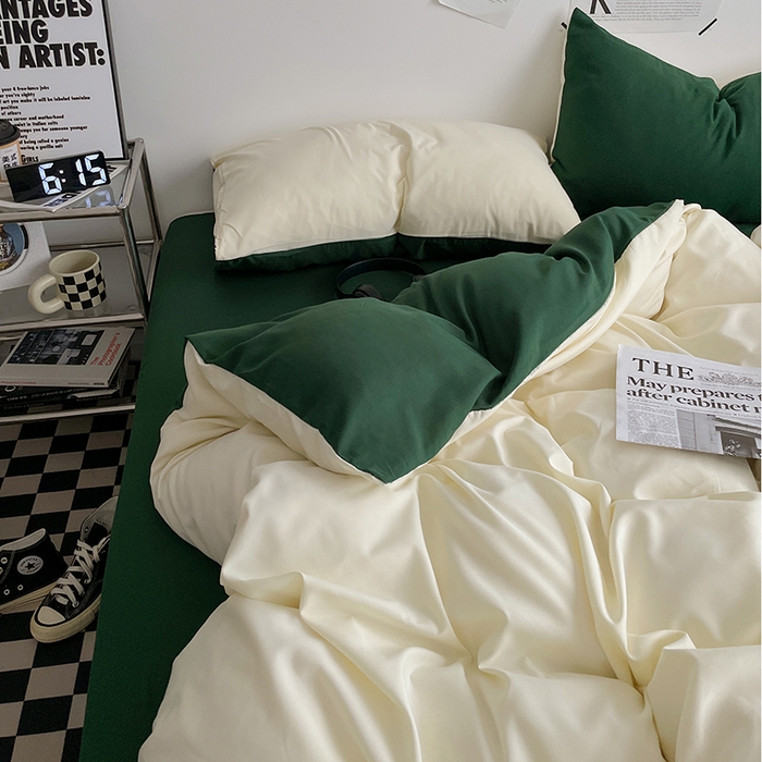 91家纺网 家纺一手货源 找家纺 优尚佳生活馆 2025新款无印风亲肤磨毛四件套-纯色 豆绿牛乳