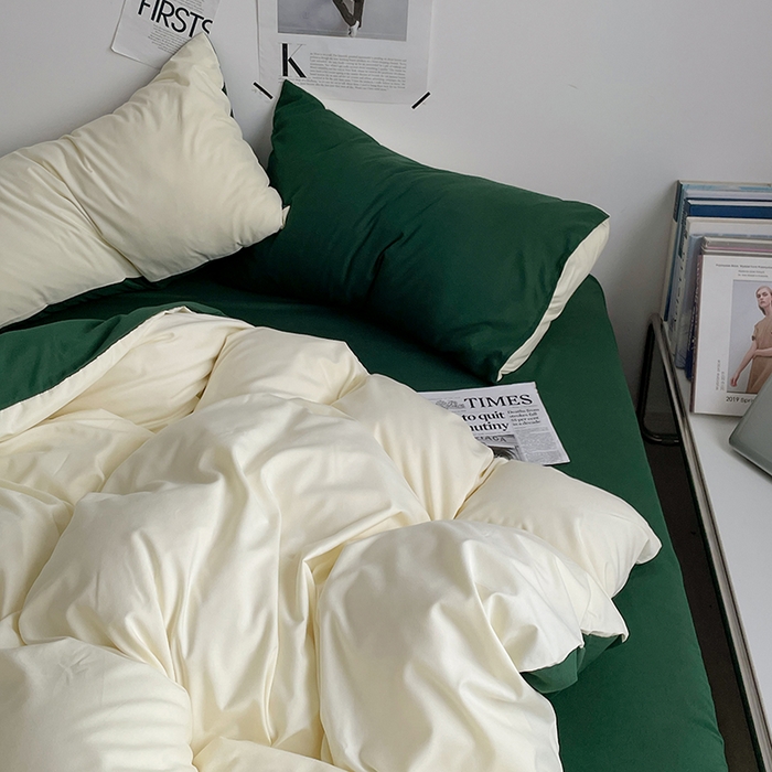 91家纺网 家纺一手货源 找家纺 优尚佳生活馆 2025新款无印风亲肤磨毛四件套-纯色 豆绿牛乳