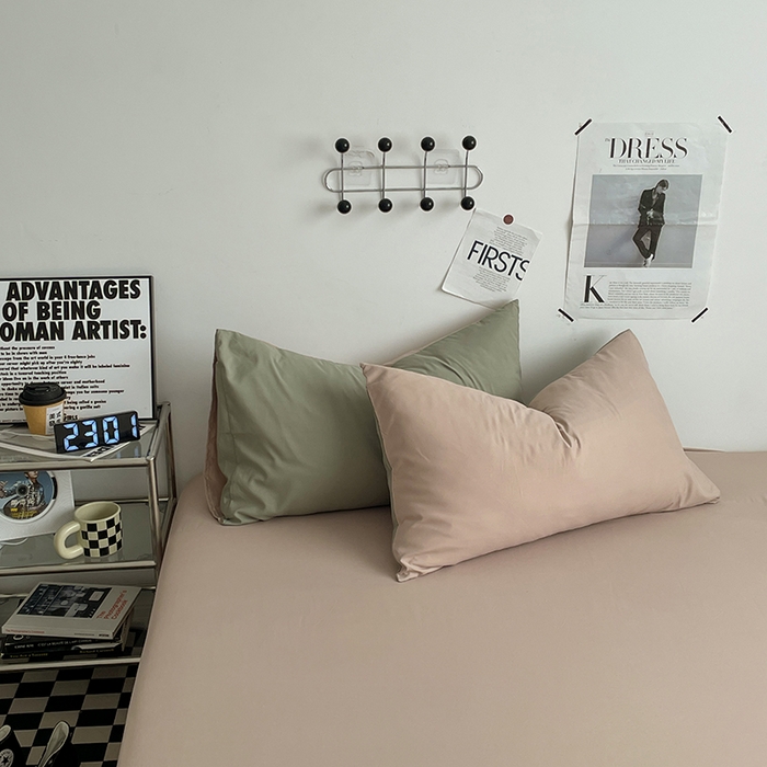 91家纺网 家纺一手货源 找家纺 优尚佳生活馆 2025新款无印风亲肤磨毛四件套-纯色 抹茶卡其