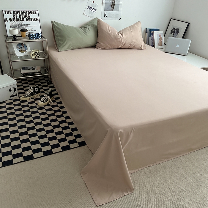 91家纺网 家纺一手货源 找家纺 优尚佳生活馆 2025新款无印风亲肤磨毛四件套-纯色 抹茶卡其