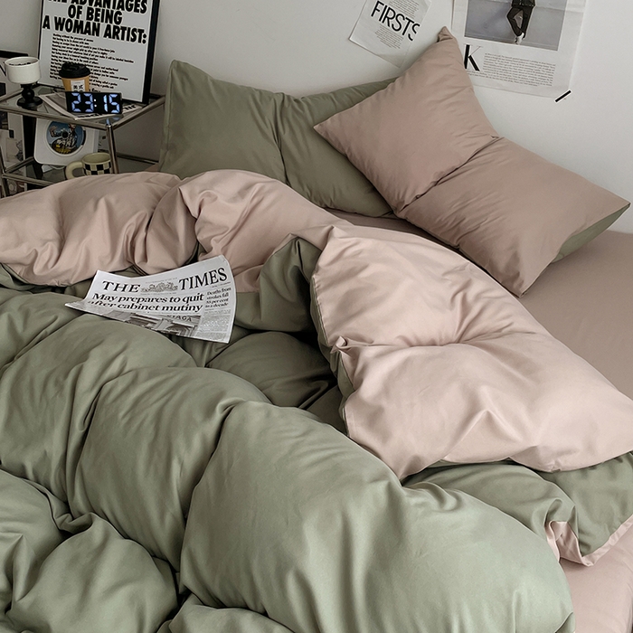 91家纺网 家纺一手货源 找家纺 优尚佳生活馆 2025新款无印风亲肤磨毛四件套-纯色 抹茶卡其