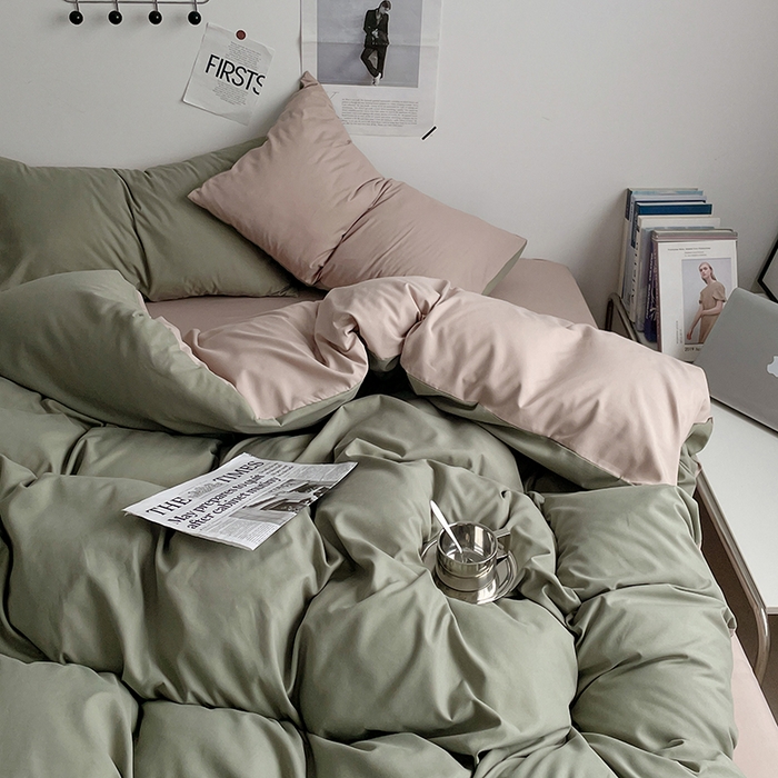 91家纺网 家纺一手货源 找家纺 优尚佳生活馆 2025新款无印风亲肤磨毛四件套-纯色 抹茶卡其