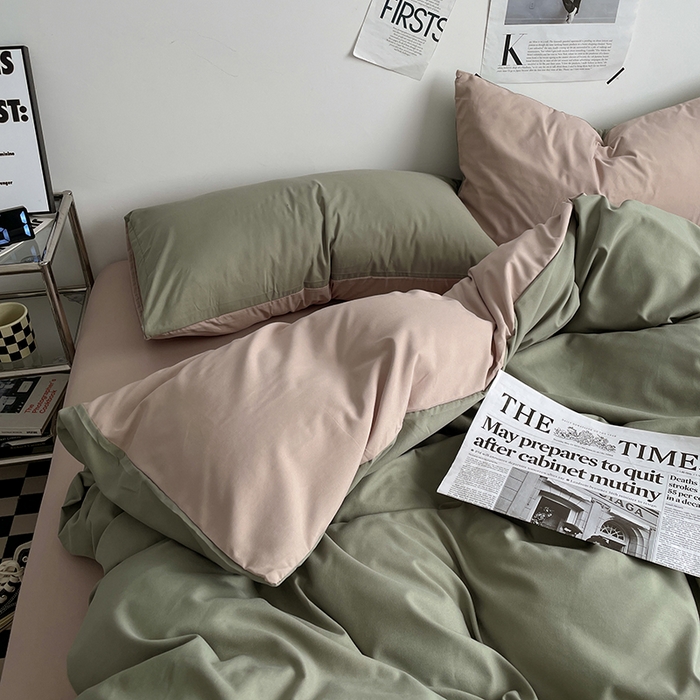 91家纺网 家纺一手货源 找家纺 优尚佳生活馆 2025新款无印风亲肤磨毛四件套-纯色 抹茶卡其