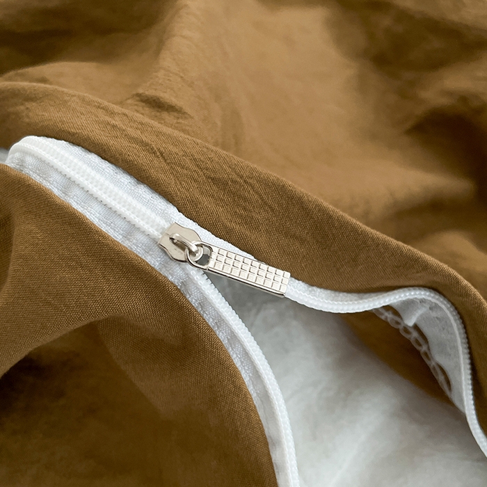 91家纺网 家纺一手货源 找家纺 优尚佳生活馆 2025新款ins风超柔褶皱亲肤磨毛水洗棉四件套纯色系列（风格二） 玛瑙黄