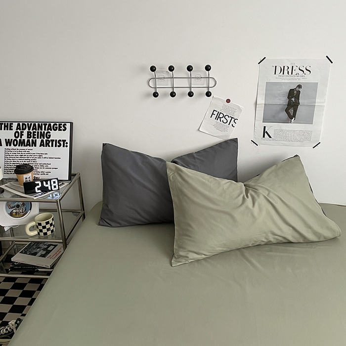 91家纺网 家纺一手货源 找家纺 优尚佳生活馆 2025新款无印风亲肤磨毛四件套-纯色 抹茶深灰