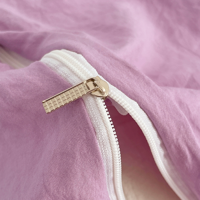 91家纺网 家纺一手货源 找家纺 优尚佳生活馆 2025新款ins风超柔褶皱亲肤磨毛水洗棉四件套纯色系列（风格一） 芋泥紫