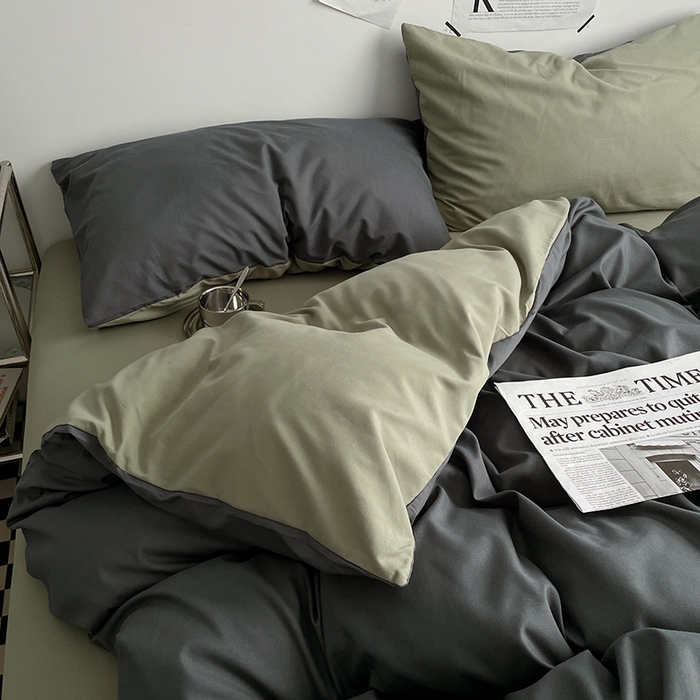 91家纺网 家纺一手货源 找家纺 优尚佳生活馆 2025新款无印风亲肤磨毛四件套-纯色 抹茶深灰