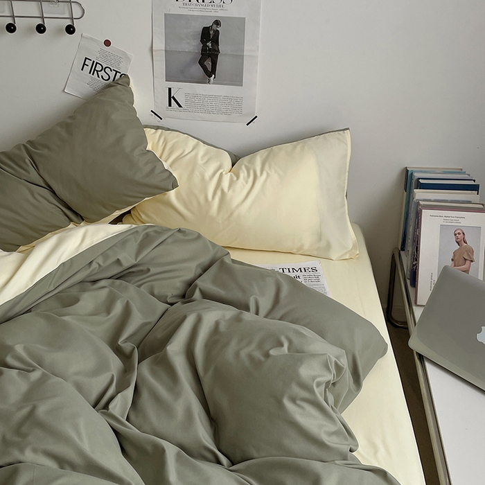 91家纺网 家纺一手货源 找家纺 优尚佳生活馆 2025新款无印风亲肤磨毛四件套-纯色 抹茶芝士