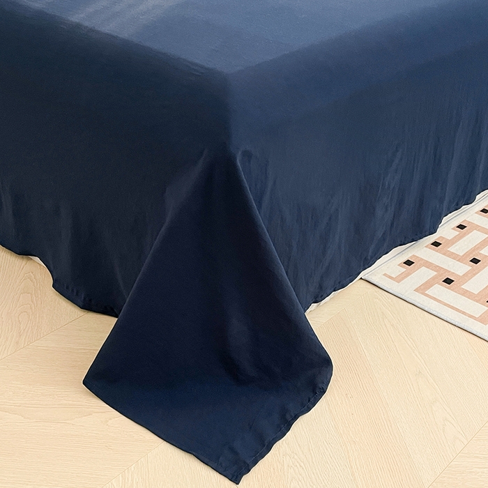 91家纺网 家纺一手货源 找家纺 优尚佳生活馆 2025新款ins风超柔褶皱亲肤磨毛水洗棉四件套纯色系列（风格二） 梦幻蓝