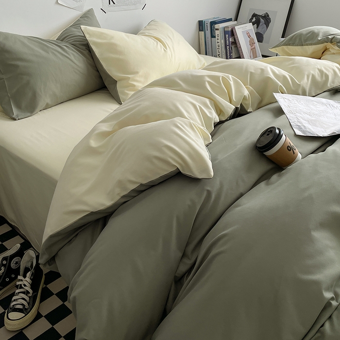 91家纺网 家纺一手货源 找家纺 优尚佳生活馆 2025新款无印风亲肤磨毛四件套-纯色 抹茶芝士