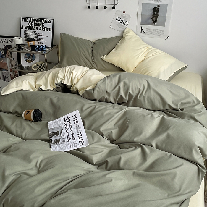 91家纺网 家纺一手货源 找家纺 优尚佳生活馆 2025新款无印风亲肤磨毛四件套-纯色 抹茶芝士