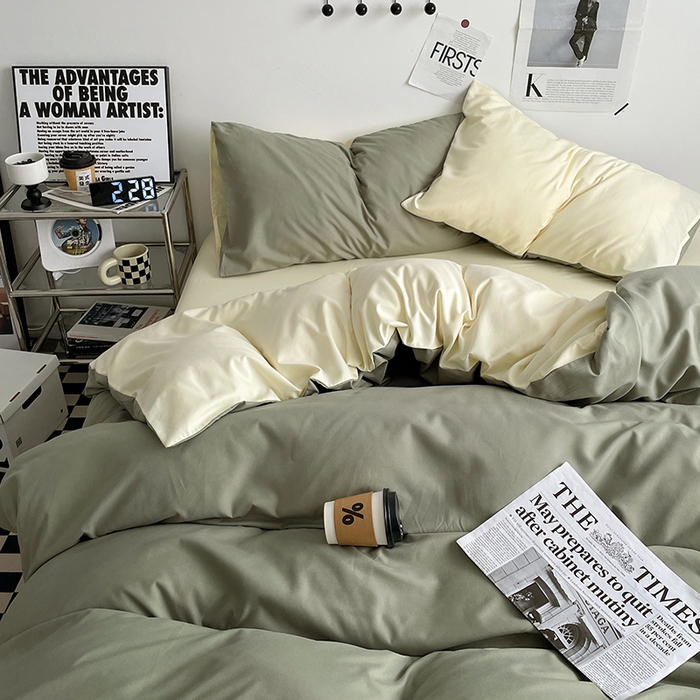 91家纺网 家纺一手货源 找家纺 优尚佳生活馆 2025新款无印风亲肤磨毛四件套-纯色 抹茶芝士