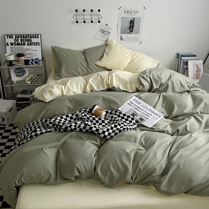 91家纺网 家纺一手货源 找家纺 优尚佳生活馆 2025新款无印风亲肤磨毛四件套-纯色 抹茶芝士