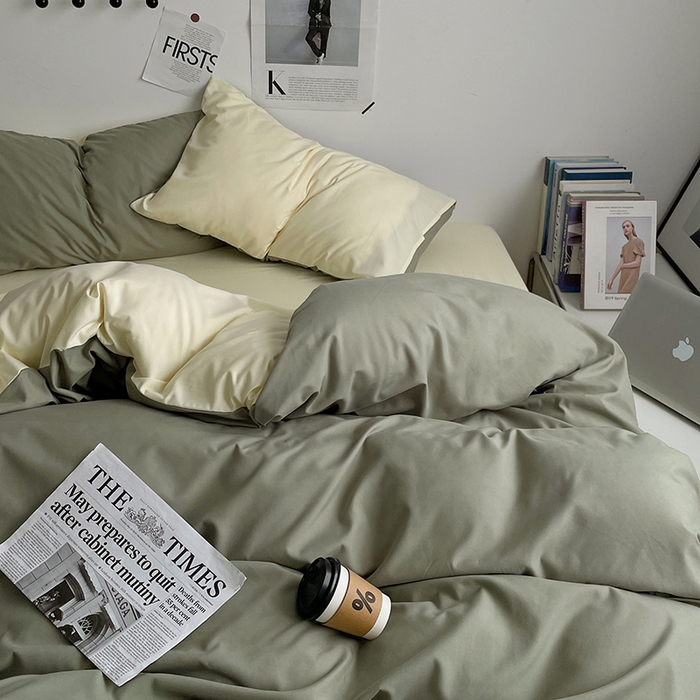 91家纺网 家纺一手货源 找家纺 优尚佳生活馆 2025新款无印风亲肤磨毛四件套-纯色 抹茶芝士