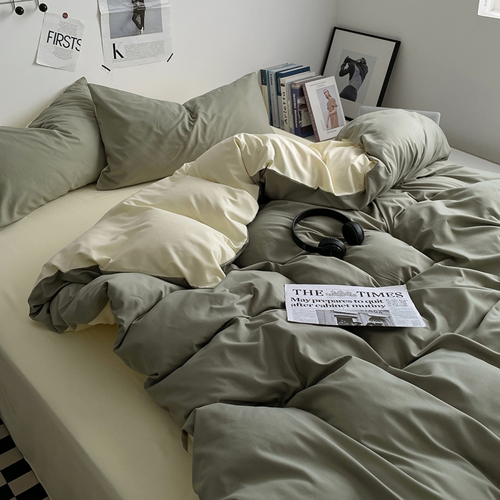 91家纺网 家纺一手货源 找家纺 优尚佳生活馆 2025新款无印风亲肤磨毛四件套-纯色 抹茶芝士