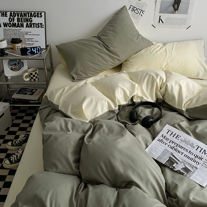 91家纺网 家纺一手货源 找家纺 优尚佳生活馆 2025新款无印风亲肤磨毛四件套-纯色 抹茶芝士