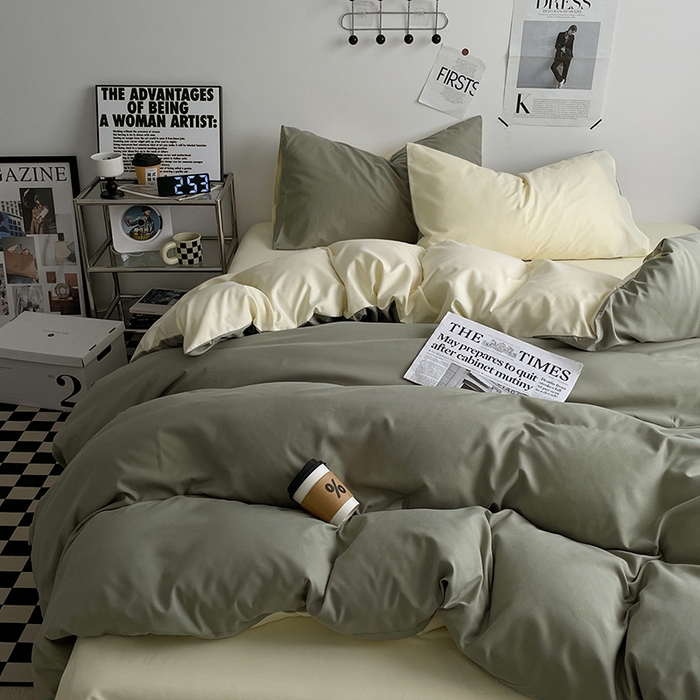 91家纺网 家纺一手货源 找家纺 优尚佳生活馆 2025新款无印风亲肤磨毛四件套-纯色 抹茶芝士