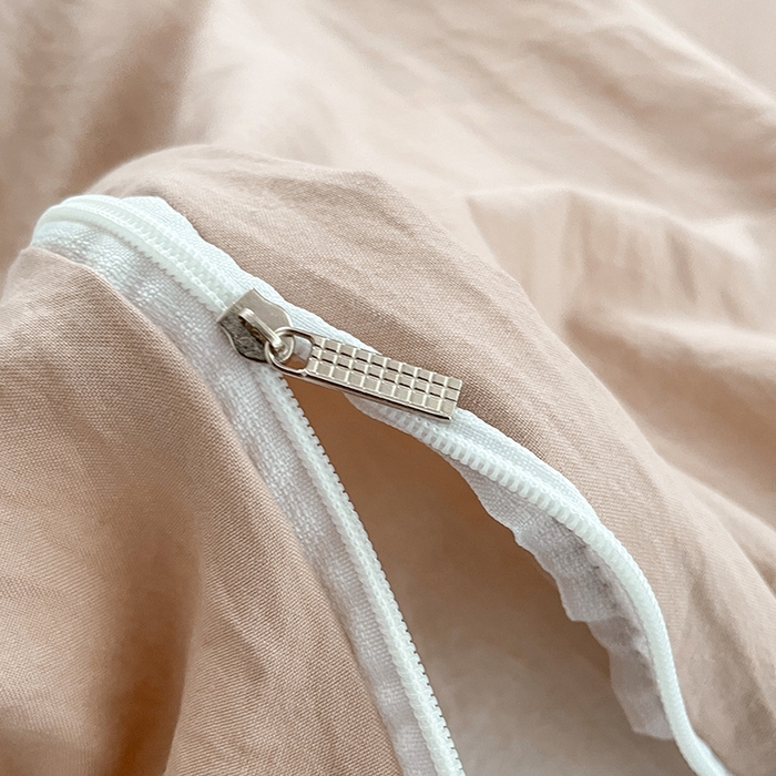 91家纺网 家纺一手货源 找家纺 优尚佳生活馆 2025新款ins风超柔褶皱亲肤磨毛水洗棉四件套纯色系列（风格二） 奶茶