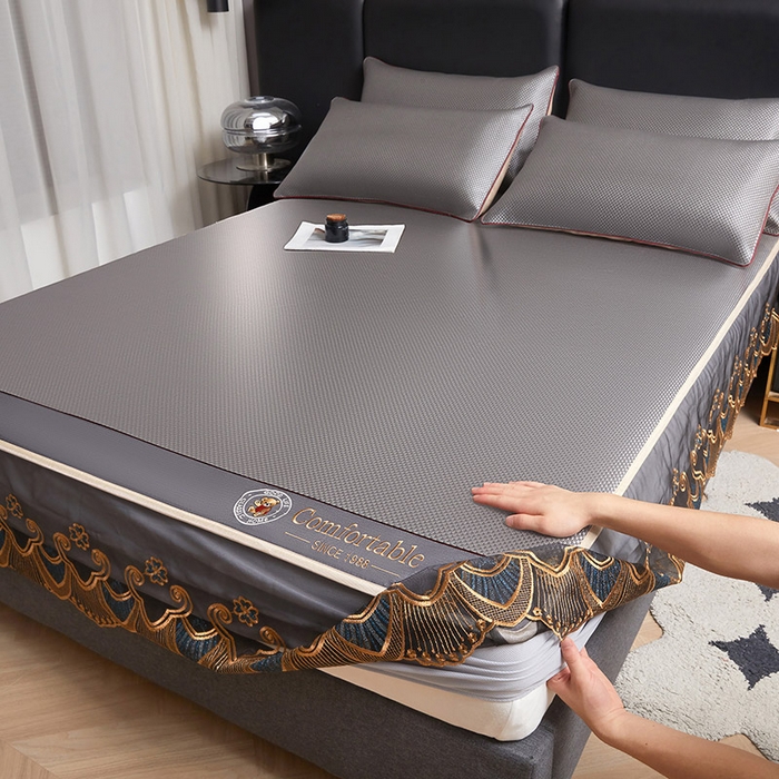 91家纺网 家纺一手货源 找家纺 （总）情恒家纺 2025新款冰藤席床笠款三件套