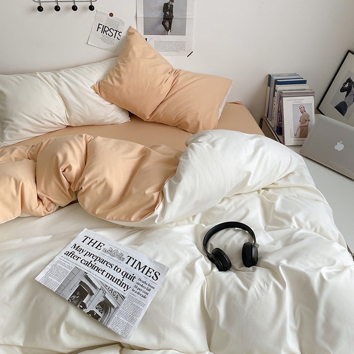 91家纺网 家纺一手货源 找家纺 优尚佳生活馆 2025新款无印风亲肤磨毛四件套-纯色 奶油芝士