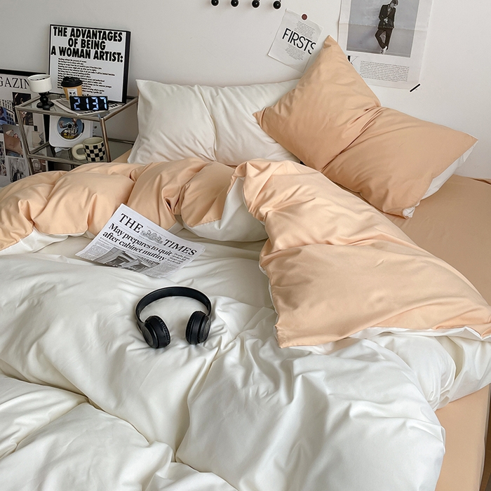 91家纺网 家纺一手货源 找家纺 优尚佳生活馆 2025新款无印风亲肤磨毛四件套-纯色 奶油芝士