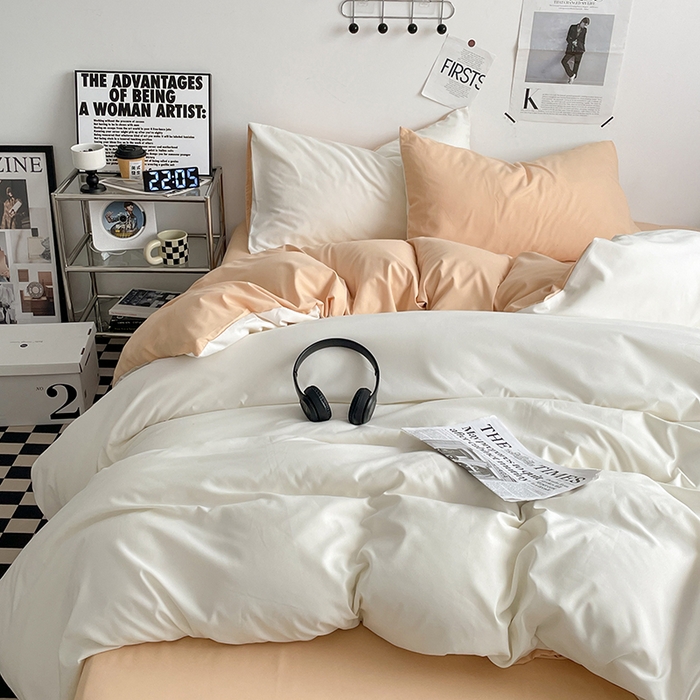 91家纺网 家纺一手货源 找家纺 优尚佳生活馆 2025新款无印风亲肤磨毛四件套-纯色 奶油芝士