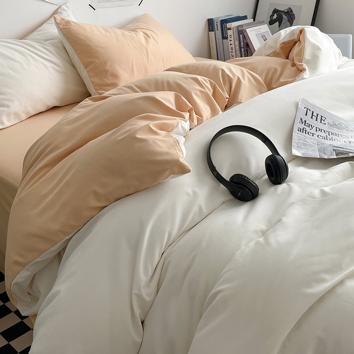 91家纺网 家纺一手货源 找家纺 优尚佳生活馆 2025新款无印风亲肤磨毛四件套-纯色 奶油芝士