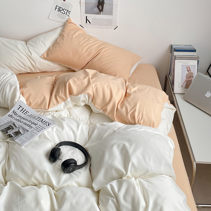 91家纺网 家纺一手货源 找家纺 优尚佳生活馆 2025新款无印风亲肤磨毛四件套-纯色 奶油芝士