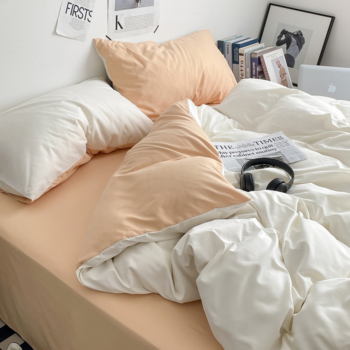 91家纺网 家纺一手货源 找家纺 优尚佳生活馆 2025新款无印风亲肤磨毛四件套-纯色 奶油芝士