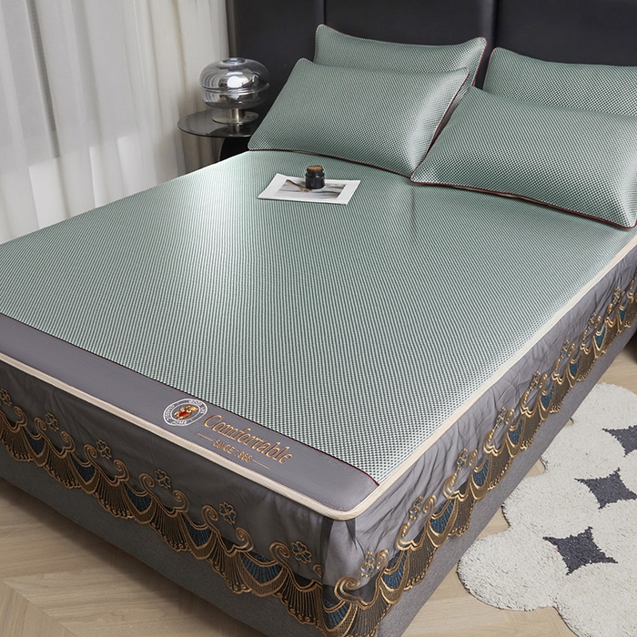 91家纺网 家纺一手货源 找家纺 （总）情恒家纺 2025新款冰藤席床笠款三件套